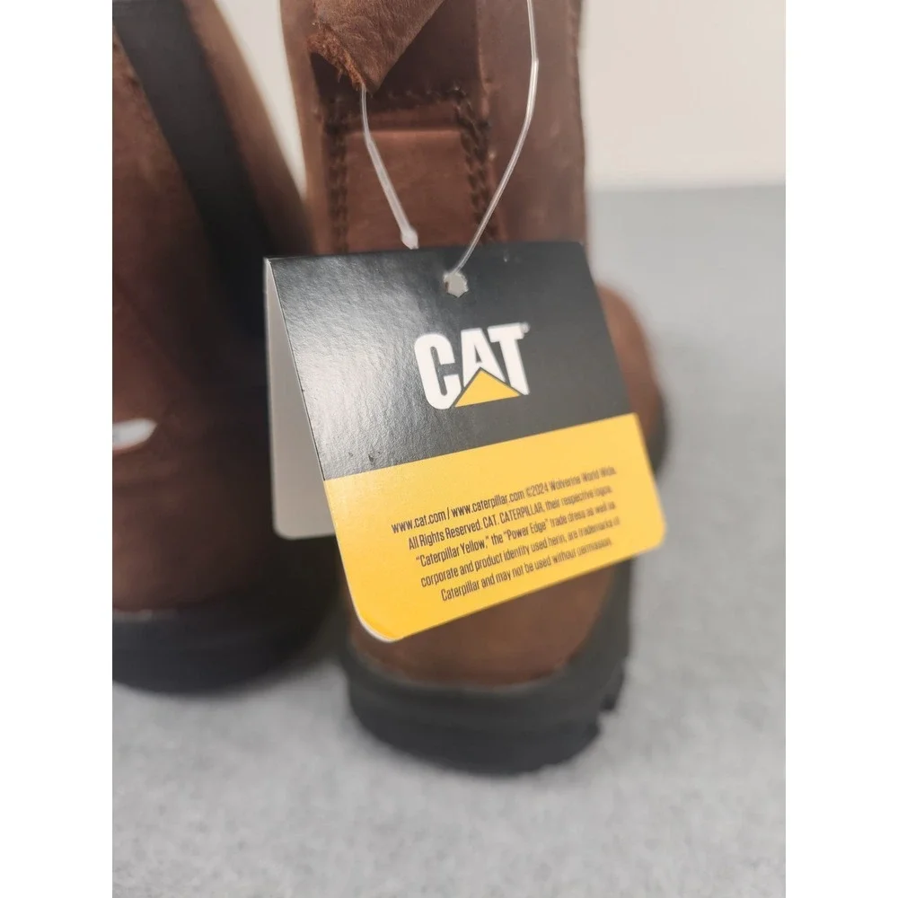 Caterpillar Work Boots Mens 9 Wide Brown Leather CAT Wheelbase Steel Toe P91026